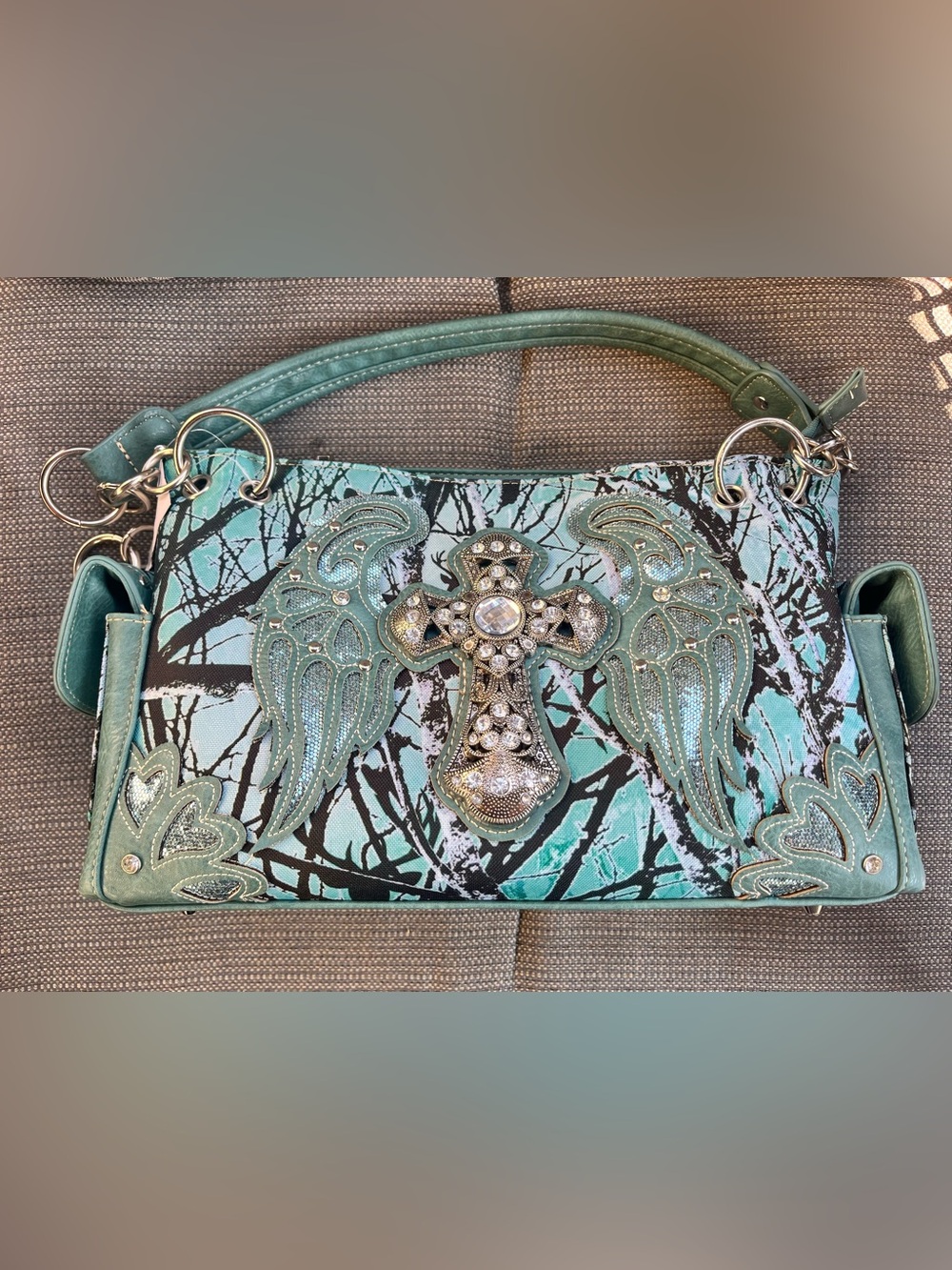 Cross Angel Wings Tree Camouflage Women's Handbag Purse